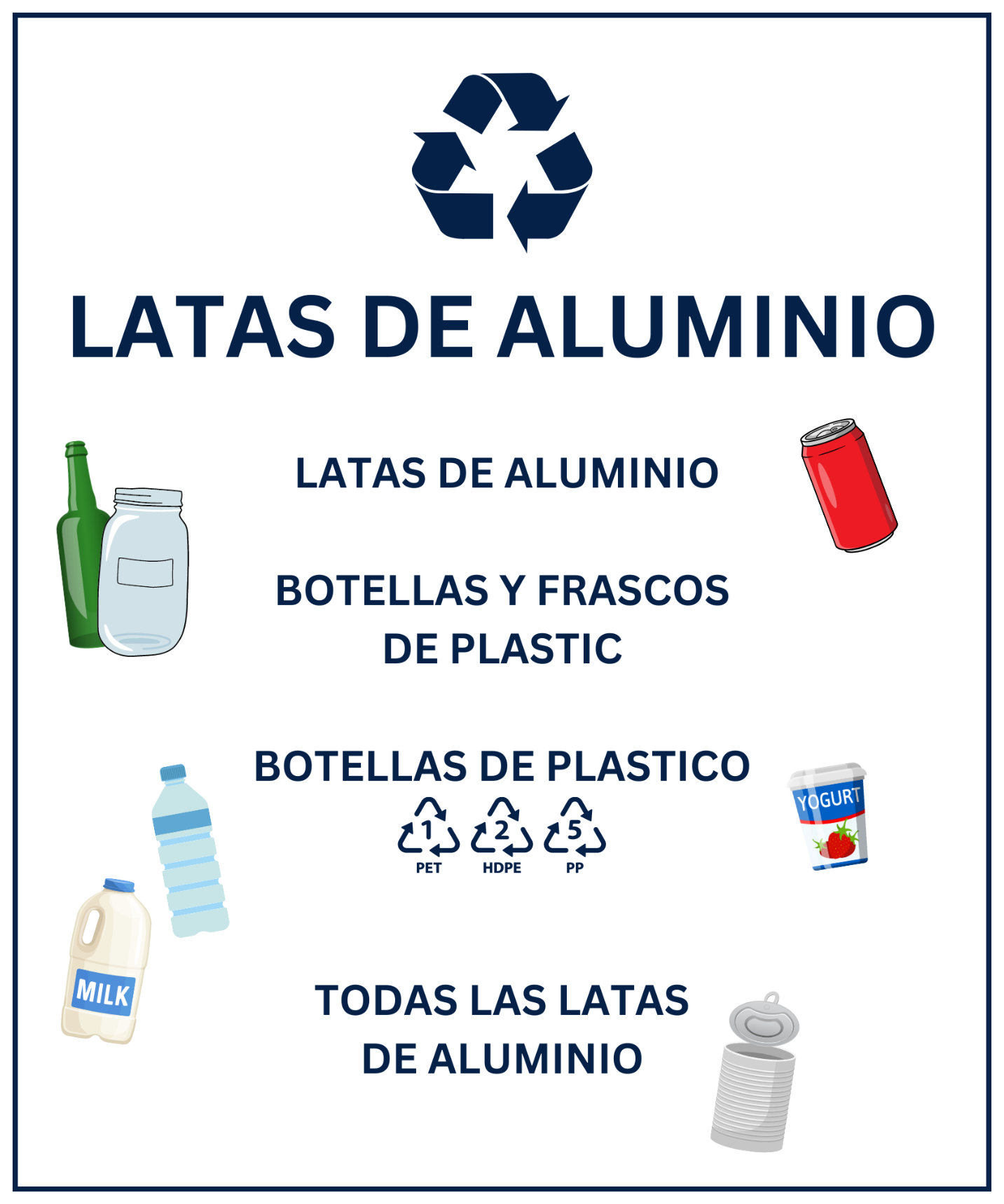 image of Bottle and Can Recycling Poster in Spanish